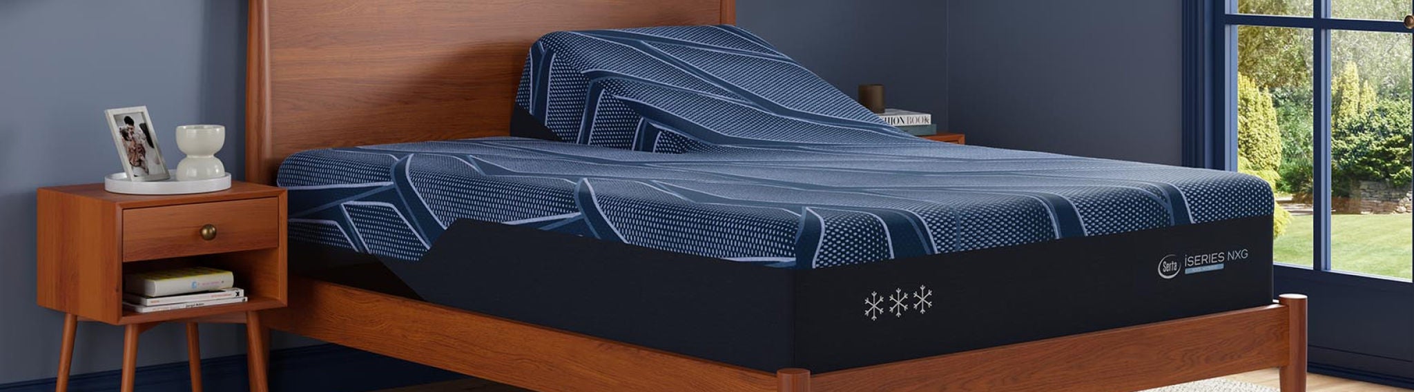 Serta iSeries NXG in a sunny room with a raised head