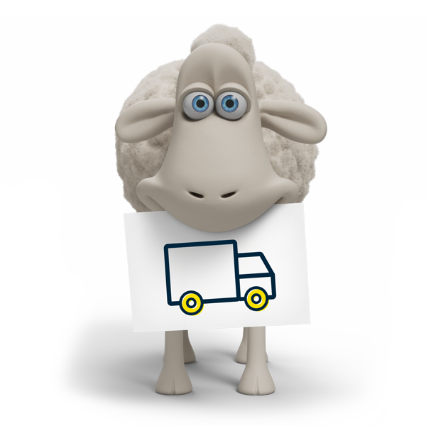 Cartoon sheep holding truck illustration
