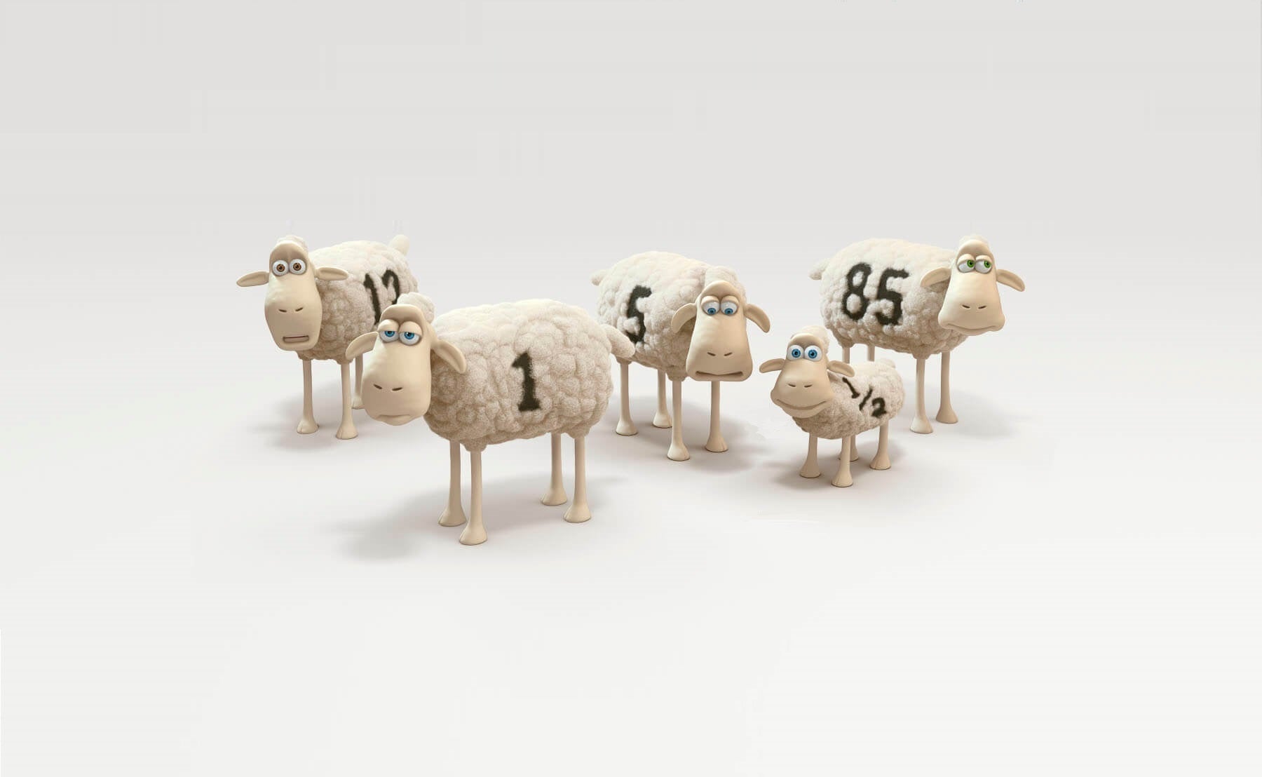 Cartoon sheep with numbers on wool