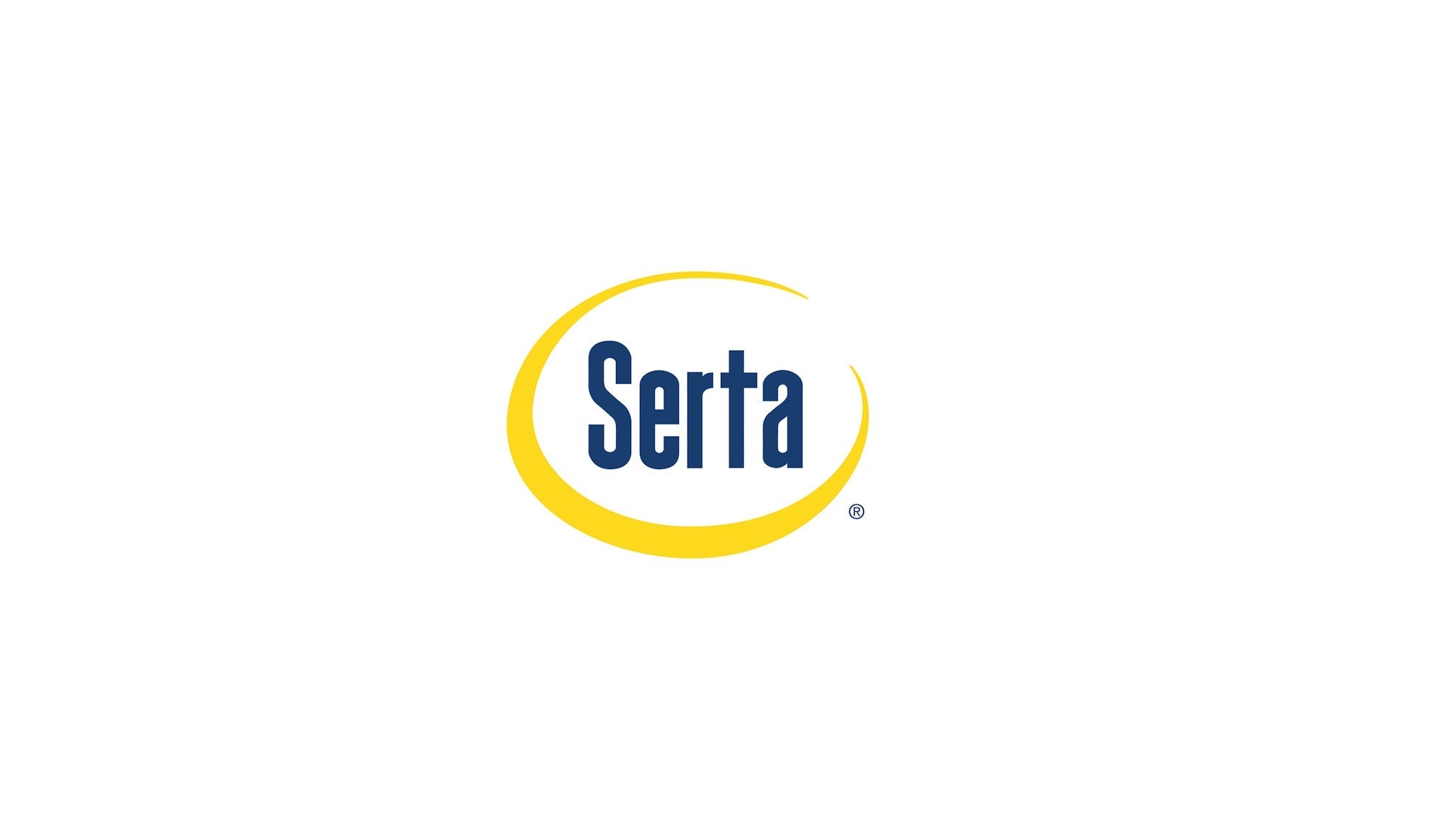 Serta logo with yellow swoosh design