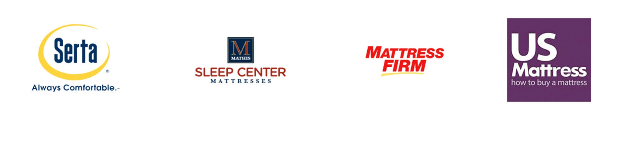 Serta, Sleep Center, Mattress Firm, US Mattress Logos