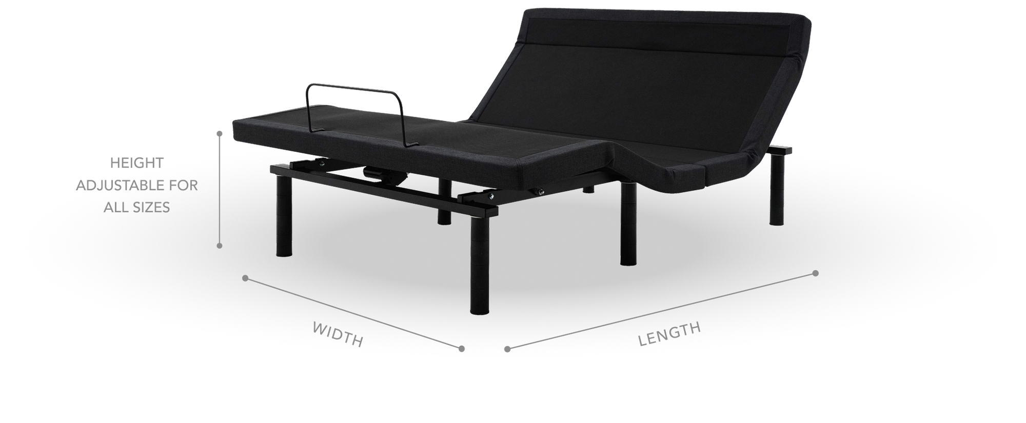 Adjustable Black Bed Frame with Dimensions