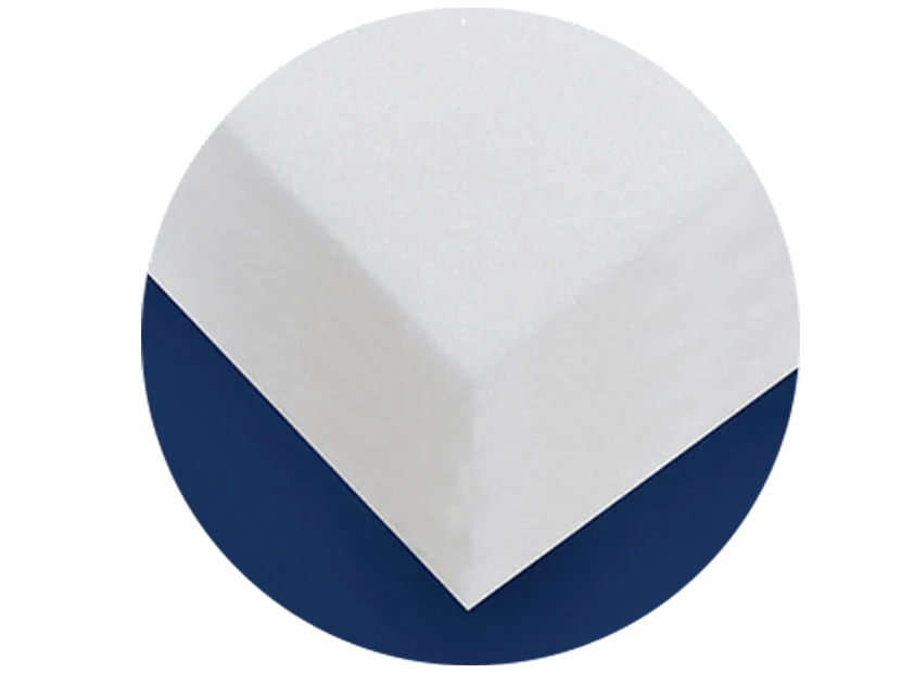 Close-up of white foam sheet corner