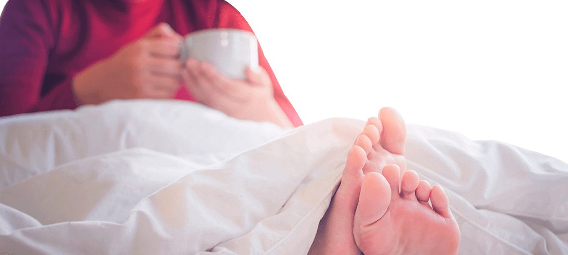 Relaxing morning with coffee in bed