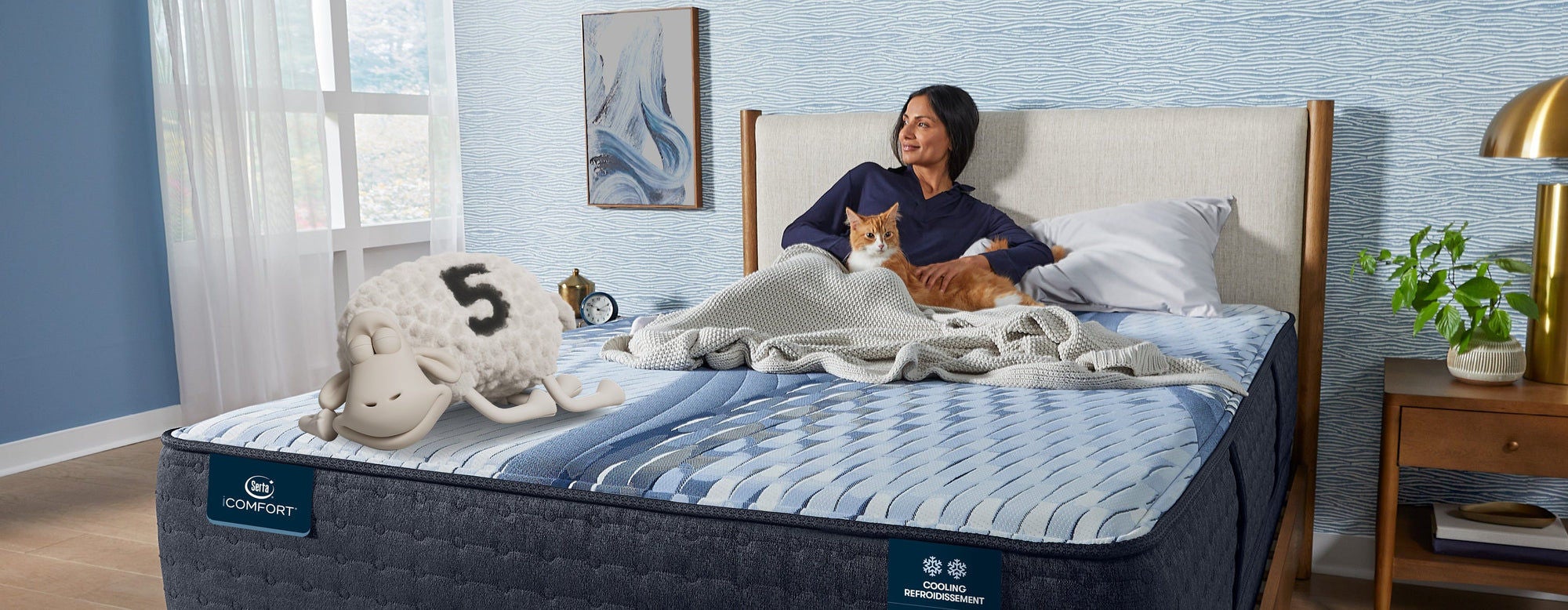 Comfortable mattress with cozy bedroom setup