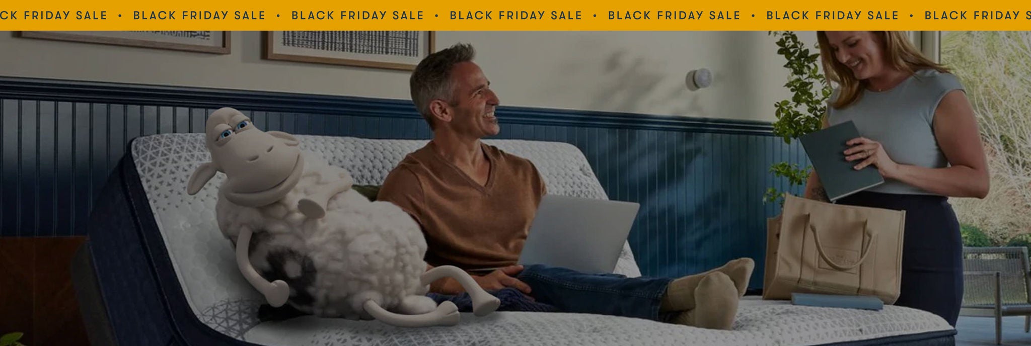 Black Friday sale with mattress and shopping