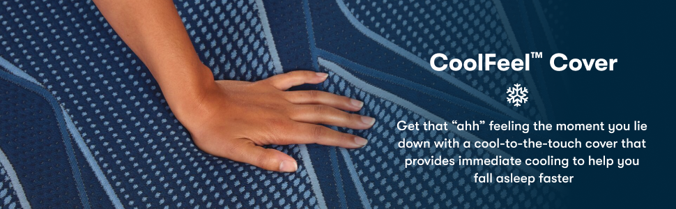 Hand on CoolFeel™ cooling mattress cover