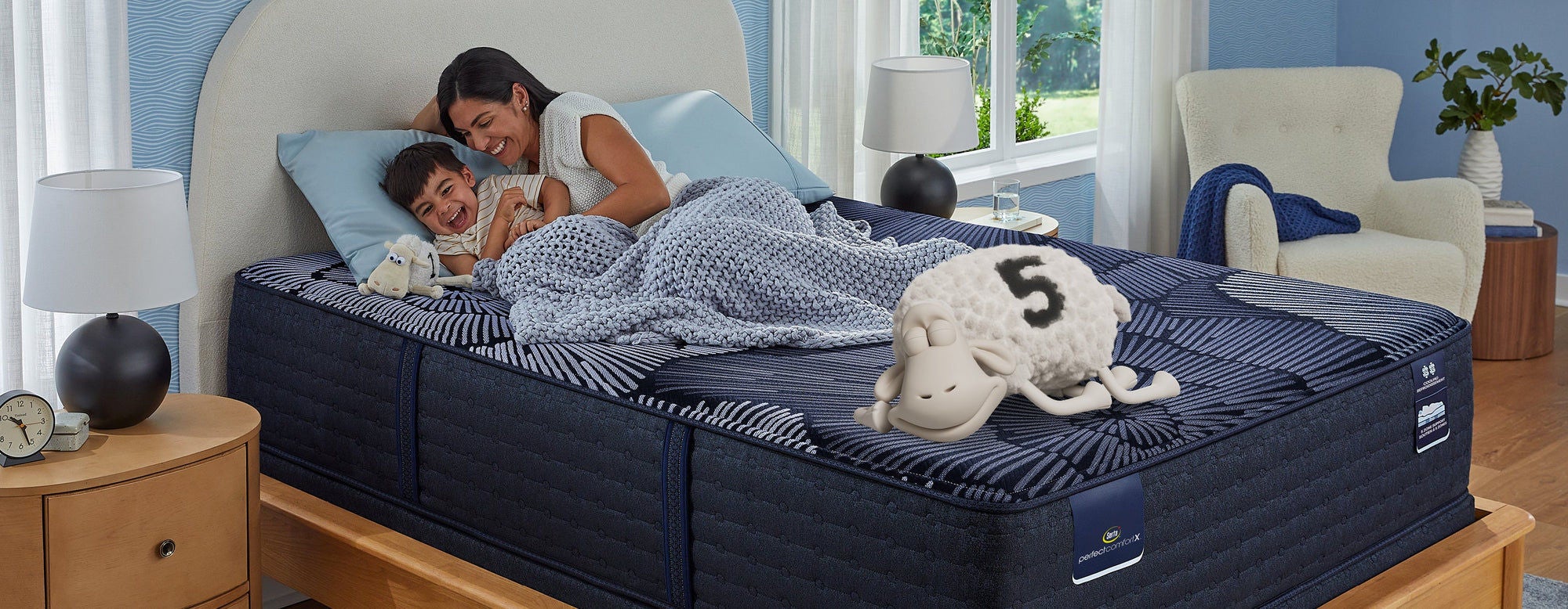 Comfortable mattress with plush bedding
