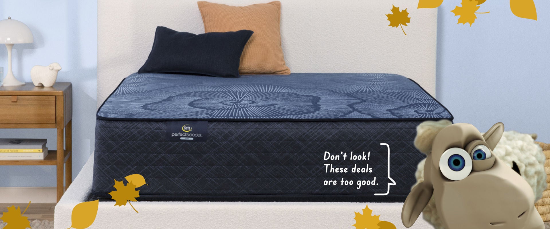 Serta perfect sleeper mattress in a bedroom with the serta sheep