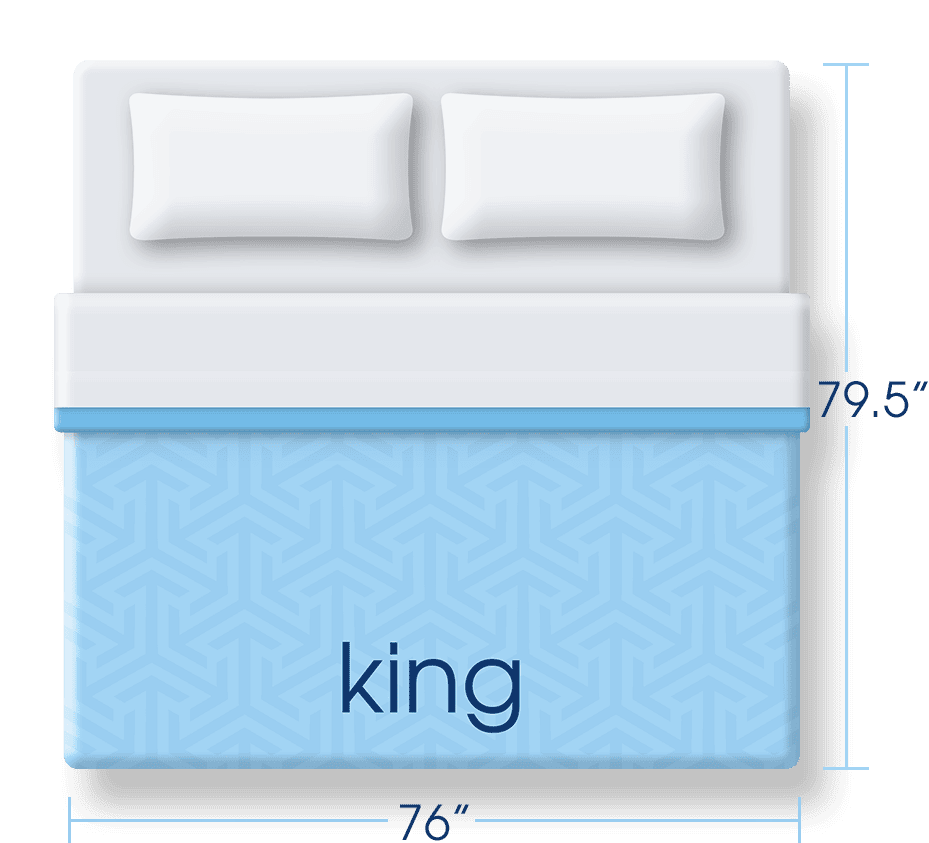 King-size bed with dimensions displayed