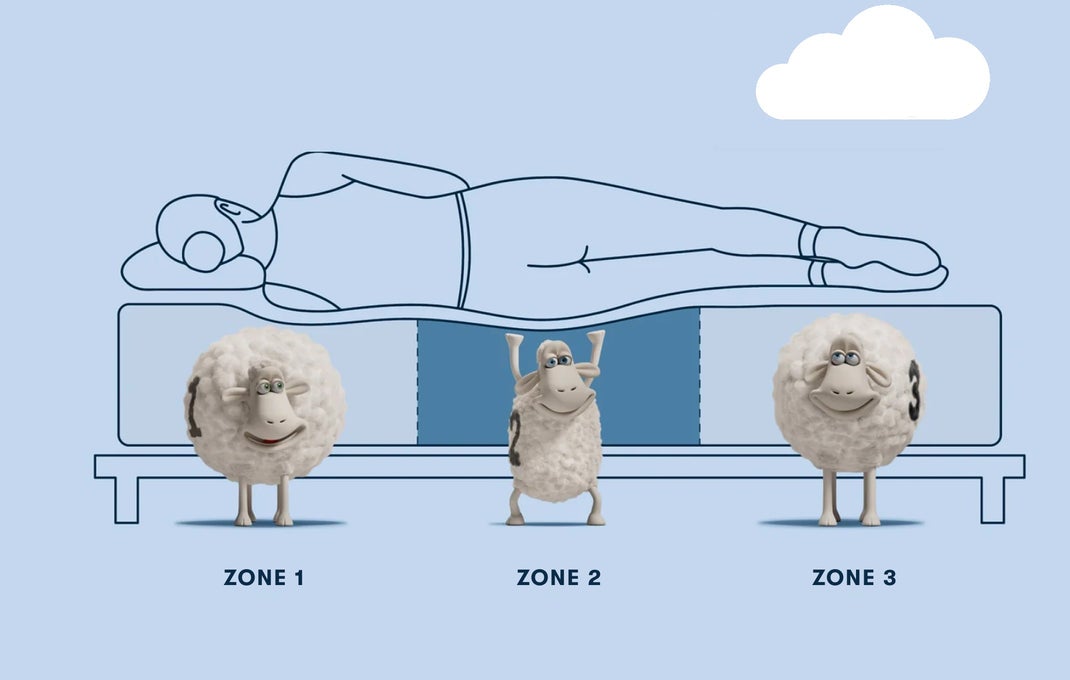Illustration of mattress zones with sheep