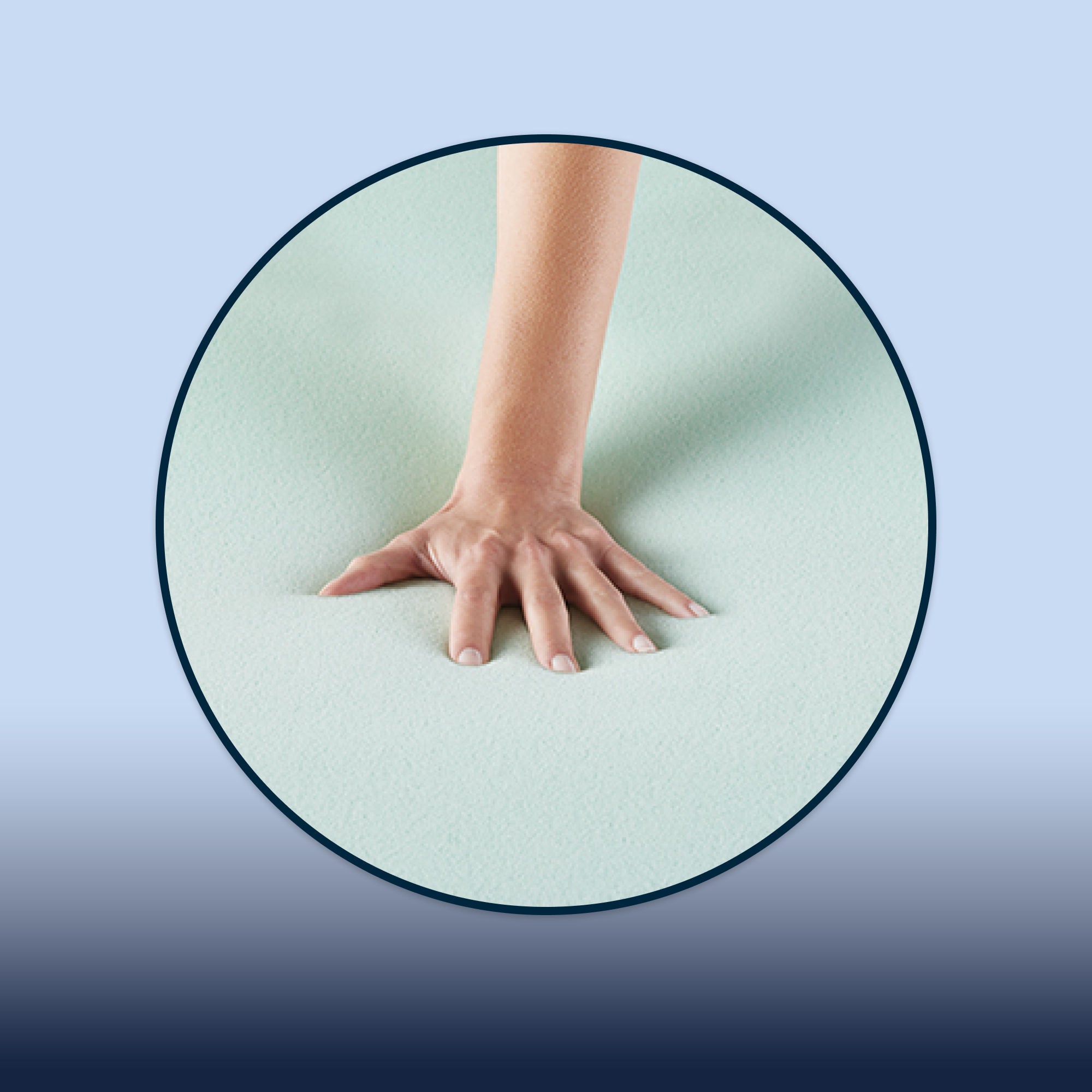 Hand pressing into soft foam surface
