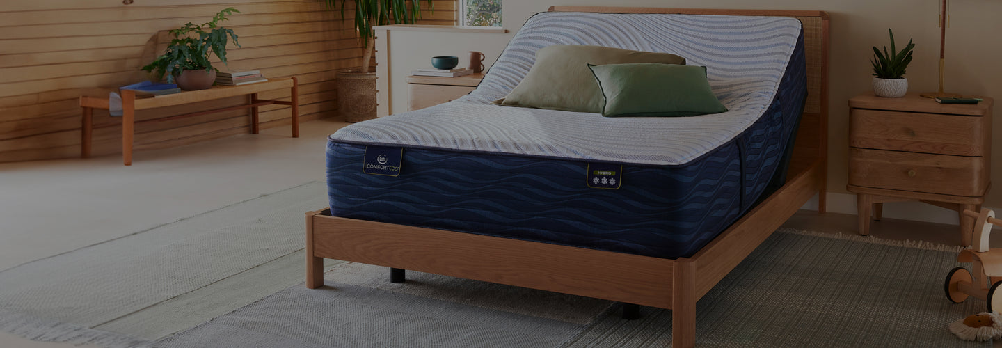 Serta adjustable bed frame in a bedroom